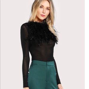 NWOT Sheer Feather Blouse